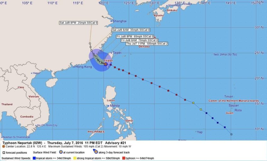 Typhoon Nepartak Advisory 21