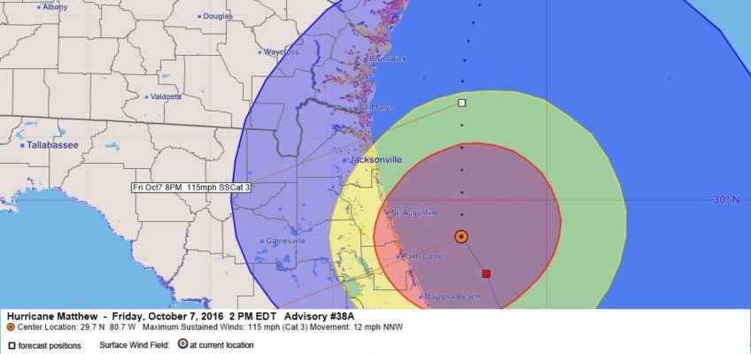 Hurricane Matthew Advisory 38A Surface Wind Field