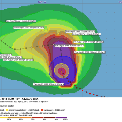 Hurricane Lane Advisory 36A Probability of tropical storm force winds zoom out