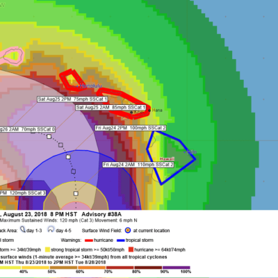Hurricane Lane Advisory 38A Probability of tropical storm force winds