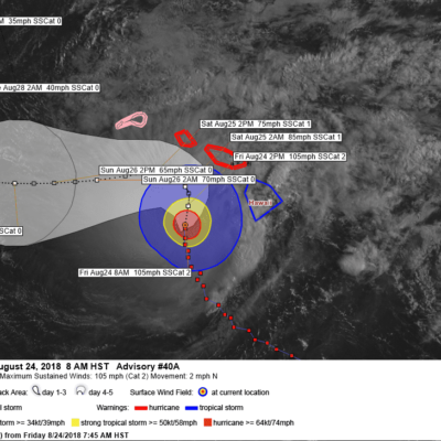 Hurricane Lane Advisory 40A GOES Satellite Imagery